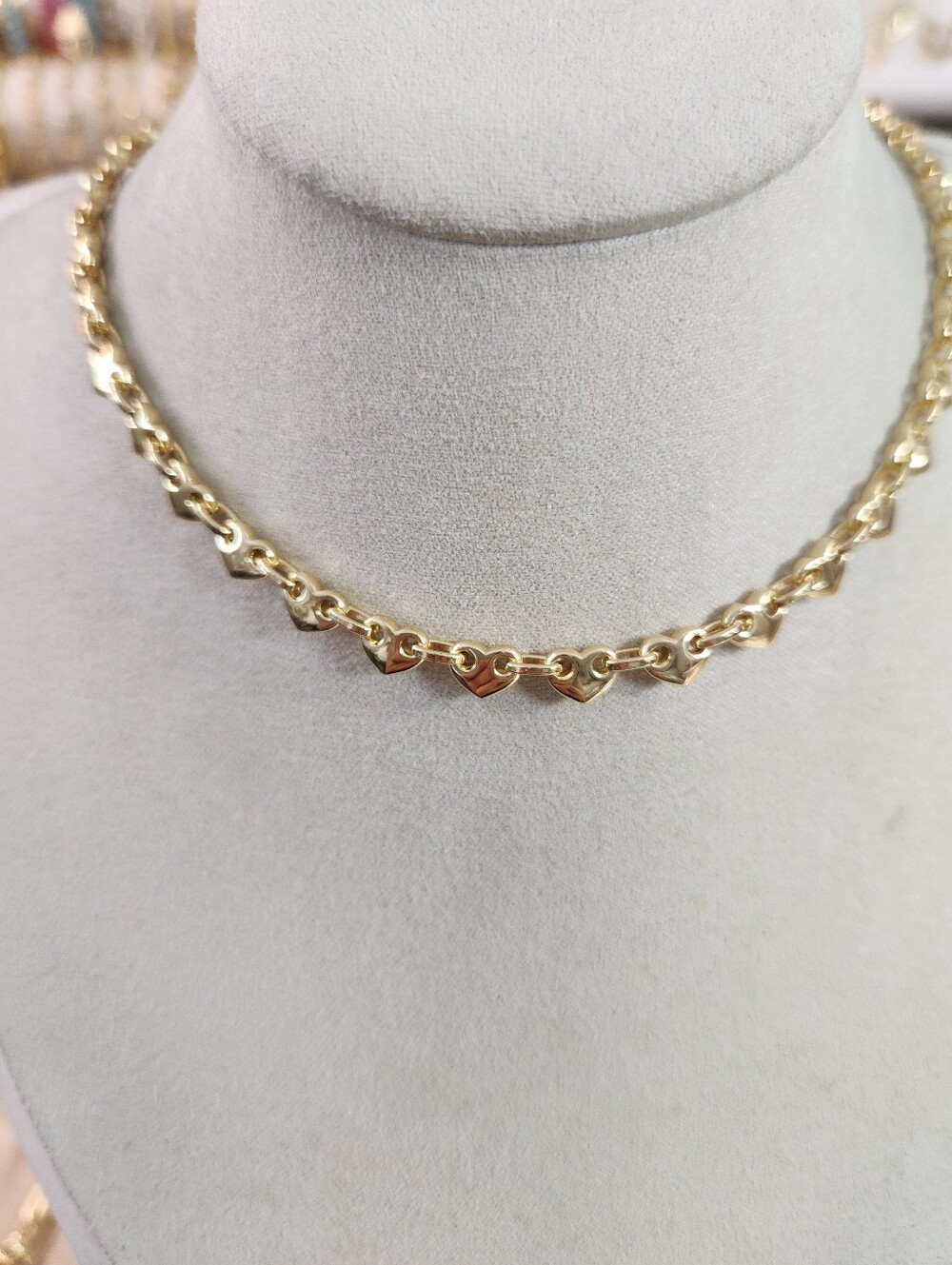 14k Gold Plated Heart Link Necklace